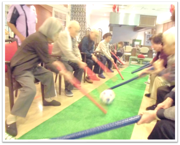 棒サッカーの練習風景